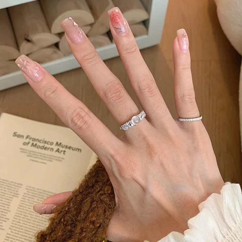Ring Sparkling Micro Pave Zirconia Silver Plated Chinese Modern Unique Premium Lightweight Minimalist Elegant Stackable Jewelry