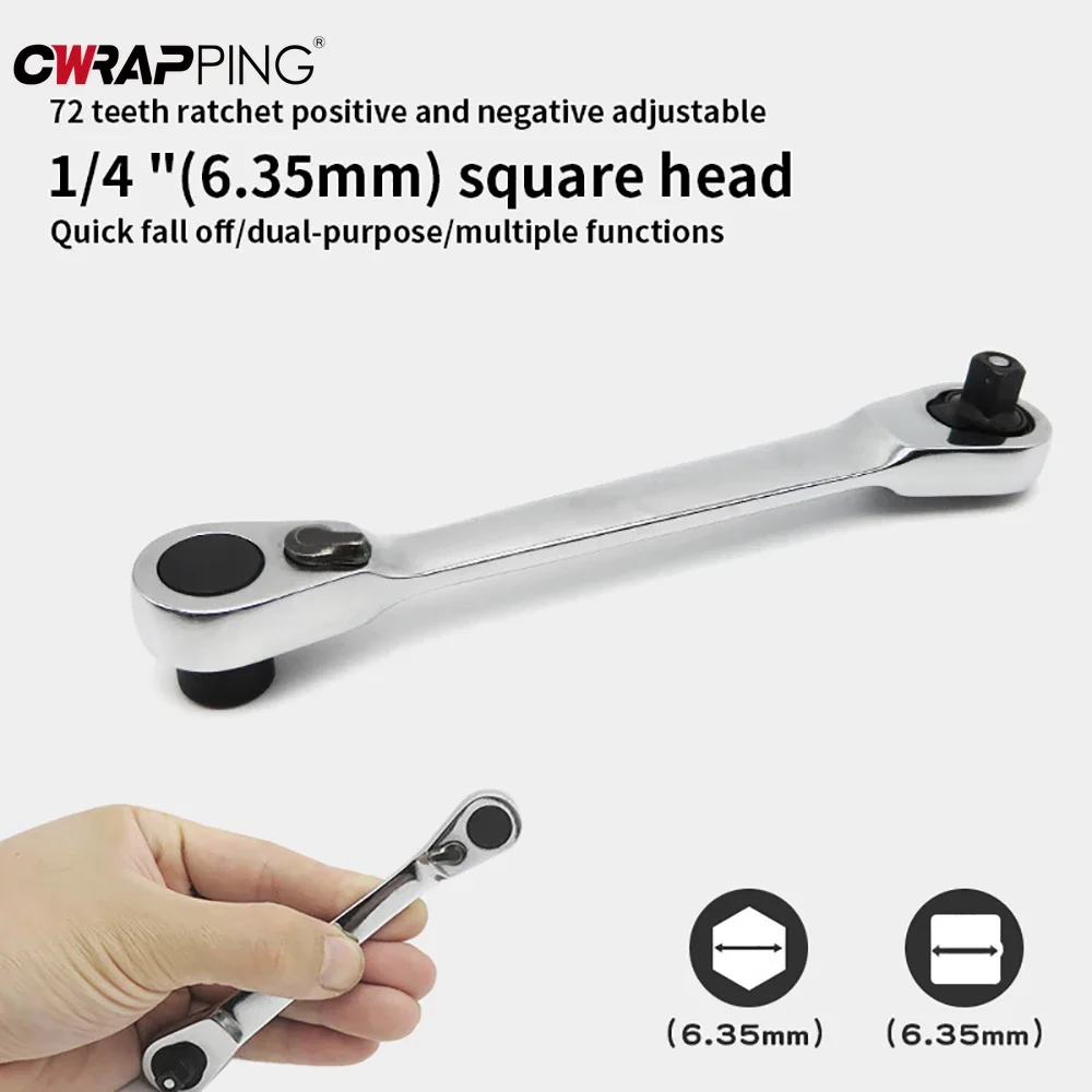 Motorcycle Mini 1/4 Ratchet Wrench Tool Double Ended Quick Socket Ratchet Wrench Screwdriver Hex Torque Wrenches Set Accessories