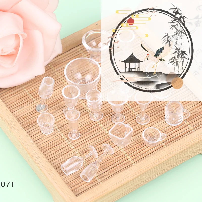 17pcs/lot plate cup dish bowl tableware set Dollhouse Miniature Toy Doll Food Kitchen living room Accessories 1:12 Scale