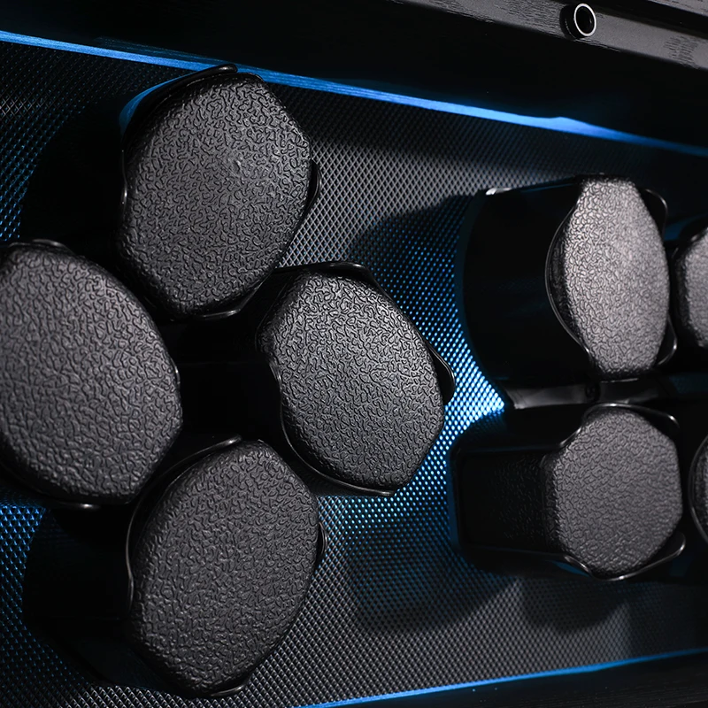 Embers Watch Winder 4 8 12 فتحات من الخشب الأسود الحبوب صندوق تخزين الساعات الأوتوماتيكية محرك Mabuchi مع ضوء RGB