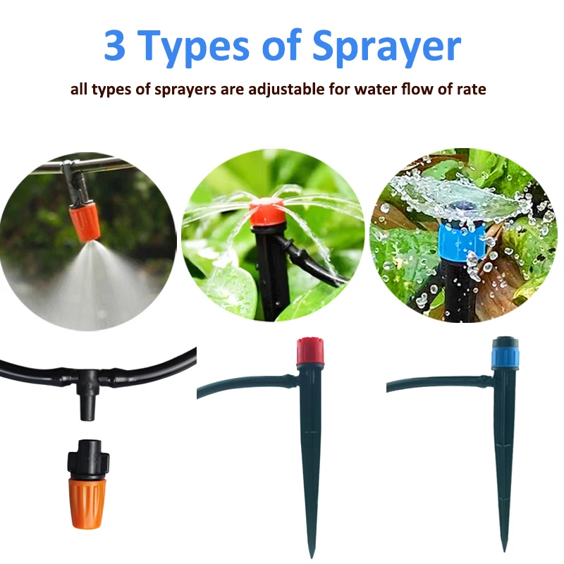 

Micro Drip Irrigation System Planting Misting Watering With 30 Pcs Nozzles Emitters Sprinkler Barbed 30M Kit For Garden Patio