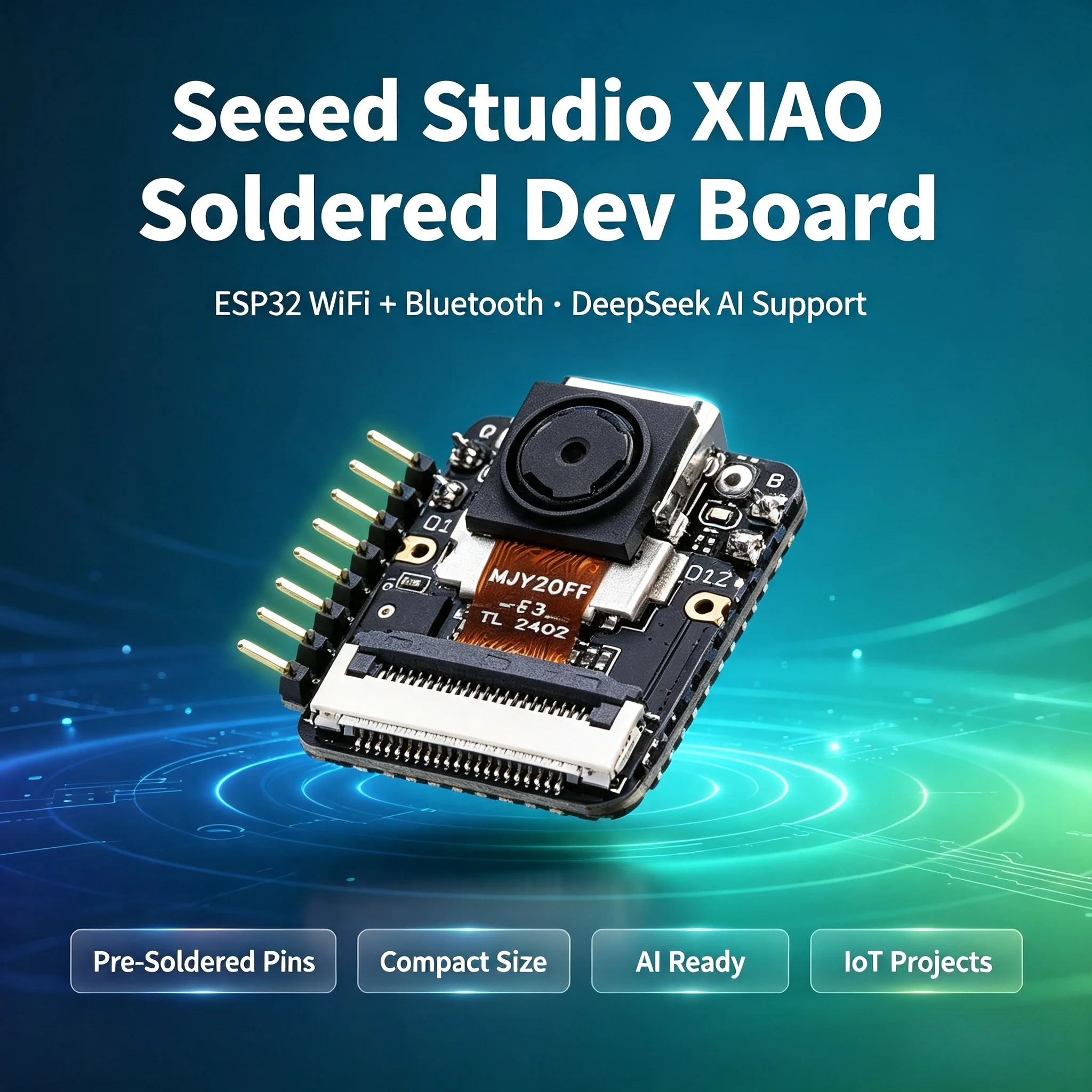 Seeed Studio XIAO Soldered ESP32 Development Board WiFi Bluetooth DeepSeek AI Support Pre-Soldered Pins Arduino IoT Mini Dev Kit