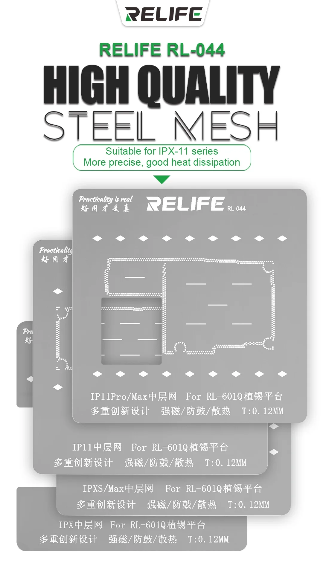 RELIFE SS-601Q 6IN1 Middle Level Planting Tin Set X XS XSMAX 11 RPO MAX Magnetic Positioning Fixture Repair Clip