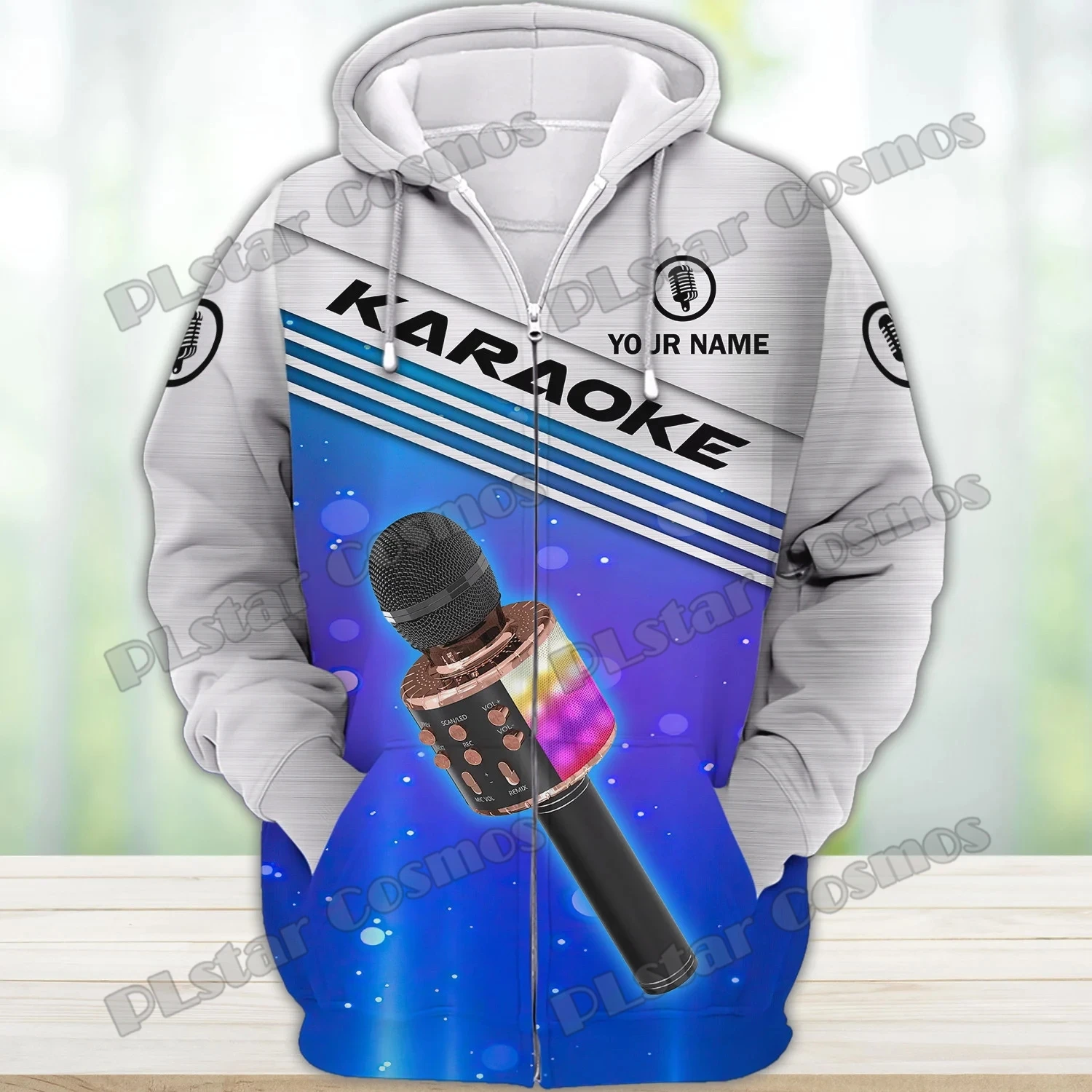 PLstar Cosmos Karaoke Pattern Personalized Name 3D Printed Fashion Men's zipper hoodie Autumn Unisex Casual zipper jacket TDD230