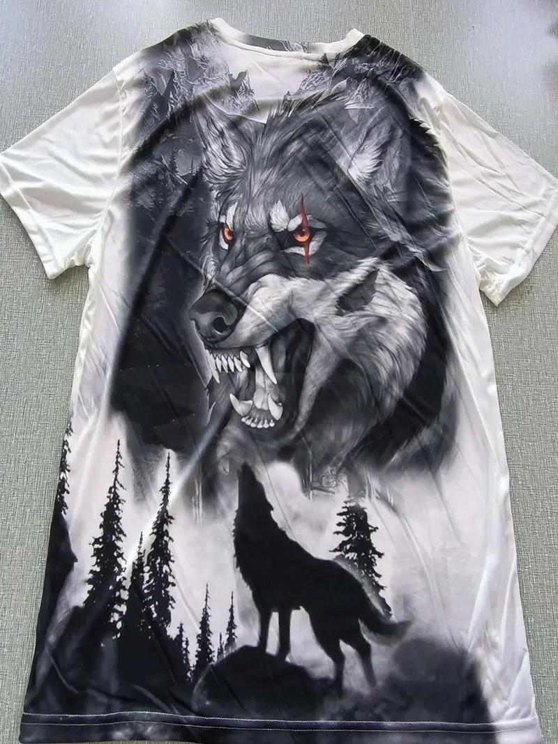 3D Wolf Pattern Print Men's Graphic Design Crew Neck Novel T-shirt Casual Tshirts Summer Men's Clothing Daily Vacation Resorts