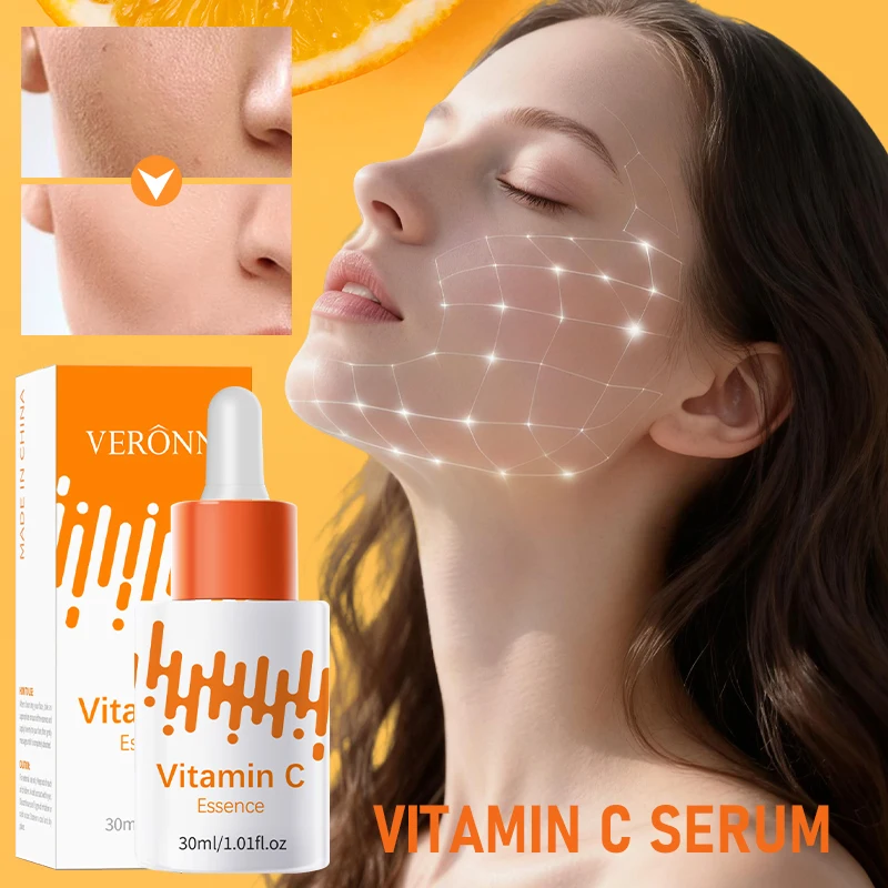 Essência Facial de Vitamina C, Sérum Iluminador para Pele Escura, Reduz Linhas Finas, Hidratação e Reparação, Sérum para Cuidados com a Pele do Rosto