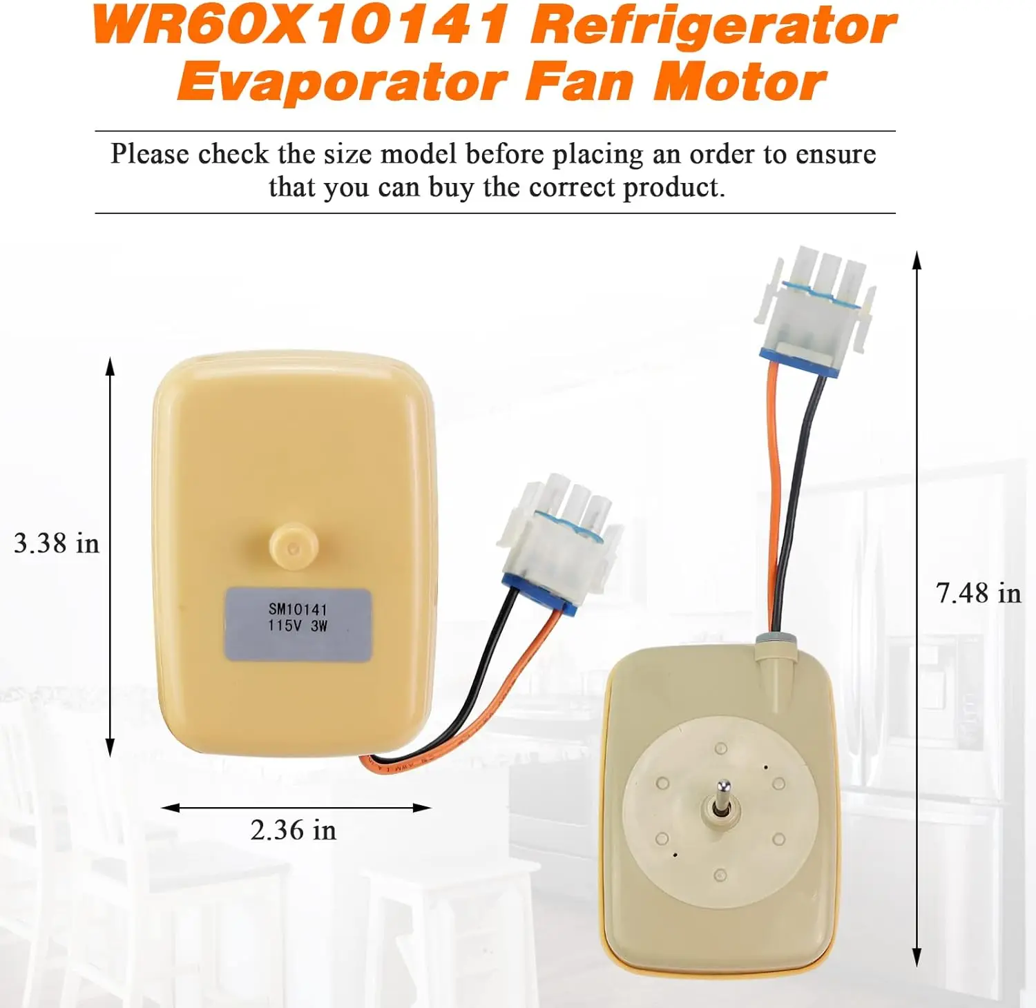 WR60X10141 Refrigerator Evaporator Fan Motor Replacement for G/E Hot-point Fridges WR60X31522 WR60X23584 AP5955766 WR60X10346