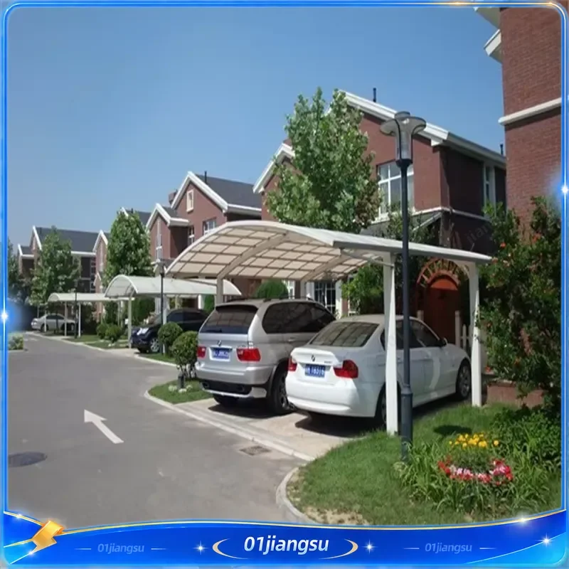 Double Carport Aluminum Steel Frame Polycarbonate PC Sheet Roof Anti UV Car Shelter Outdoor Garage Canopy Parking Shed Cover
