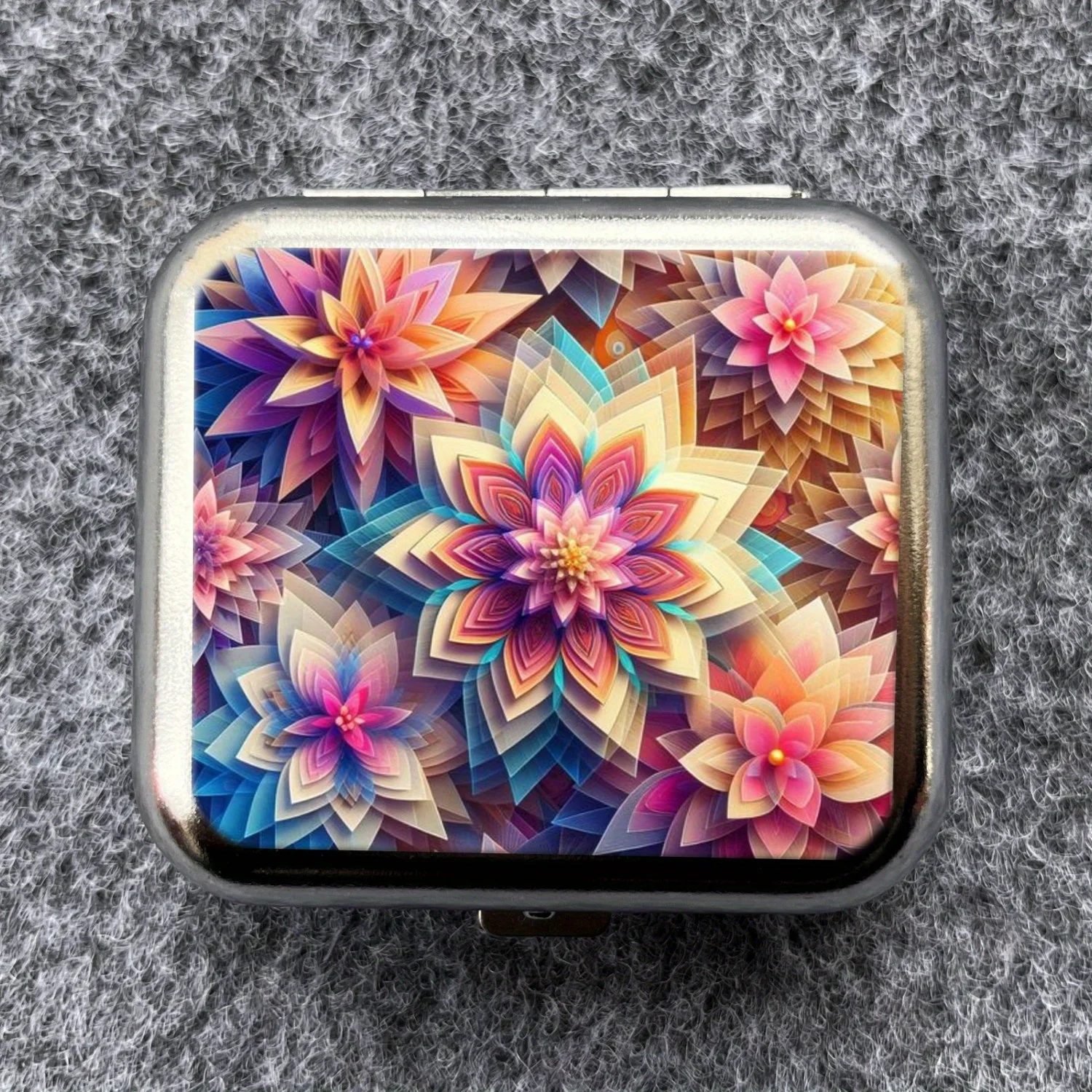 Flower Color Picture Mini Metal Ashtray, Portable Small, Outdoor Portable Pocket, Car Ashtray Creative Car Accessories, Durable