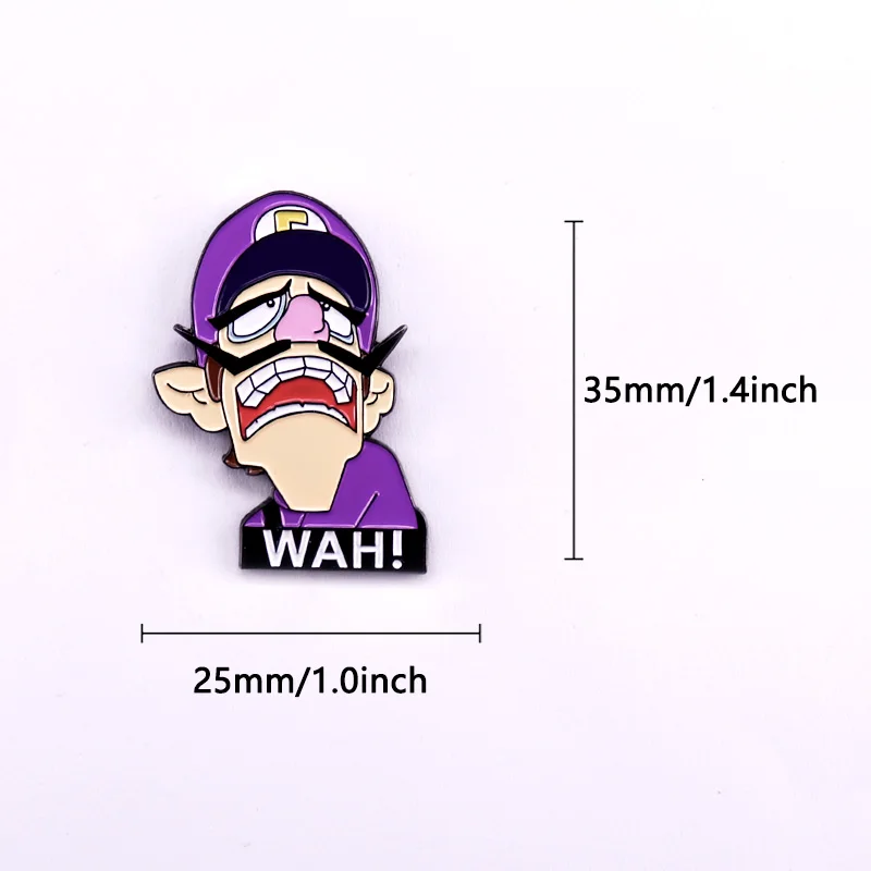 Waluiiigi Wah Enamel Pin Mariiio Meme Brooch Funny Video Game Pin Jewelry Gift for Friends