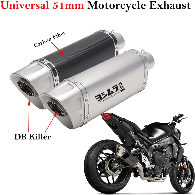 

Yoshimura 51MM Universal Motorcycle Exhaust Carbon Fiber Pipe Muffler Racing Escape Moto For Z900 S1000RR CBR650R R25 DB Killer