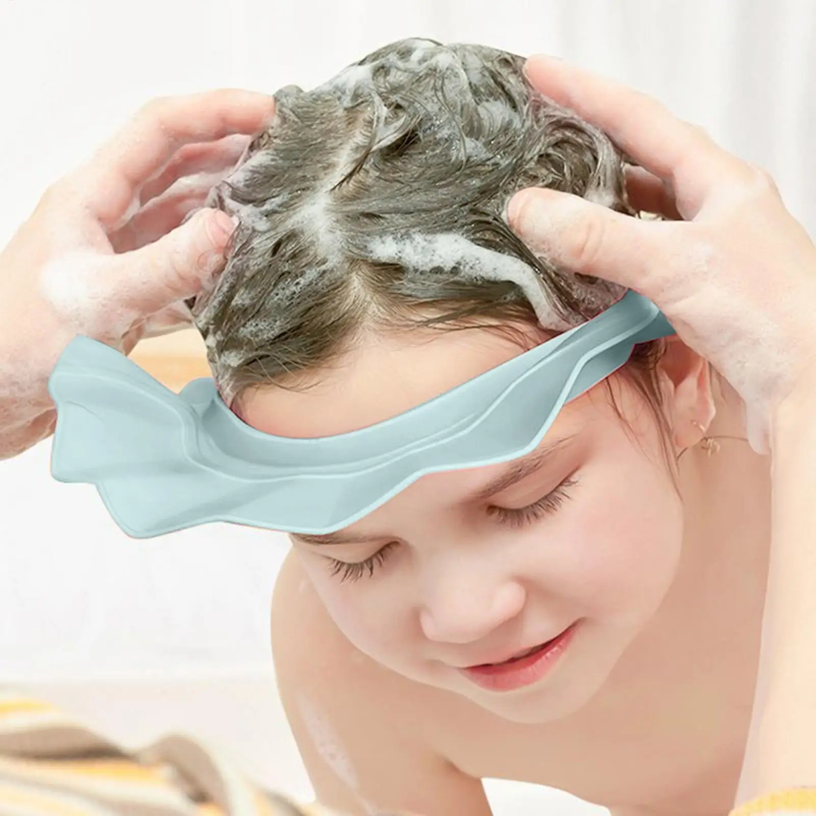 Baby Adjustable Shower Cap Ear Protection Safe Shampoo Bathing Soft Hat Tpe Material Reusable Multi-Functional Sun Hat