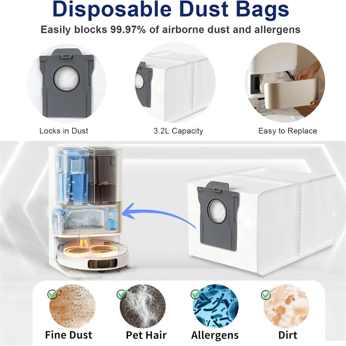 Accessories for L10s Pro Ultra Robot Vacuum, Replacement Parts Main Side Brush Hepa Filter Dust Bag Mop Pad