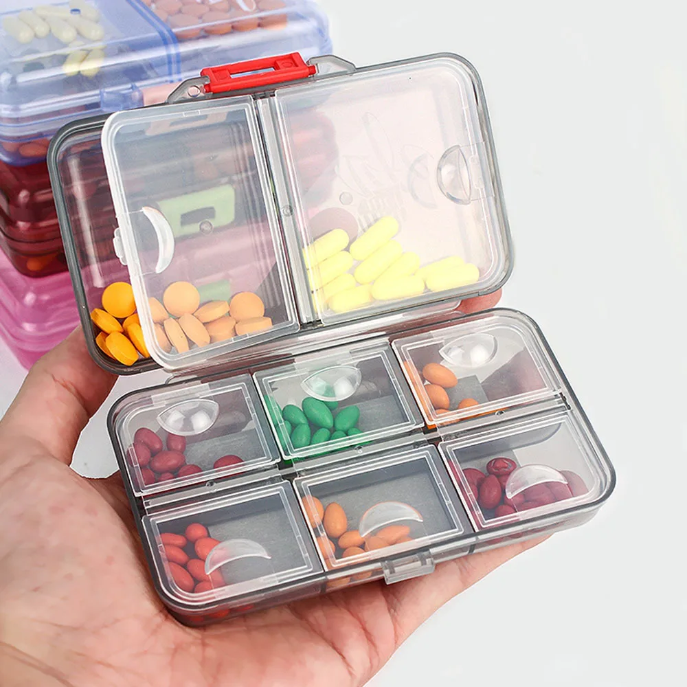 1/2/5PC Double Layer Small Medicine Box Portable Compartment Pill Transparent Storage Sealed Pill Box Useful Household Storage