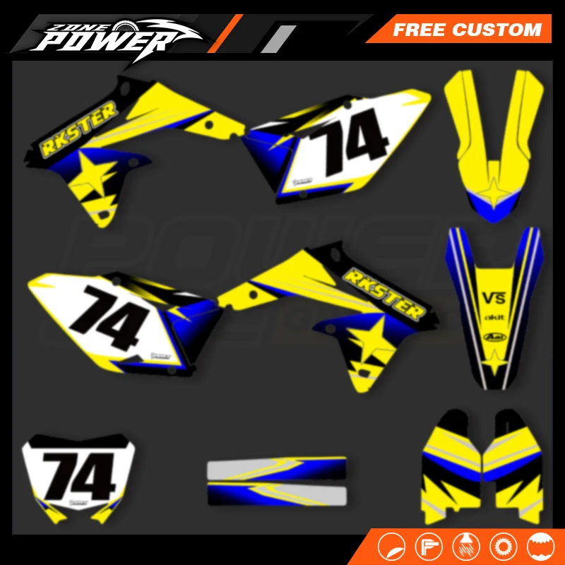 Powerzone For SUZUKI RMZ450 2008-2017 Custom Team Motorcycle Graphic Background Decals Sticker Kits Number Name Custom 01