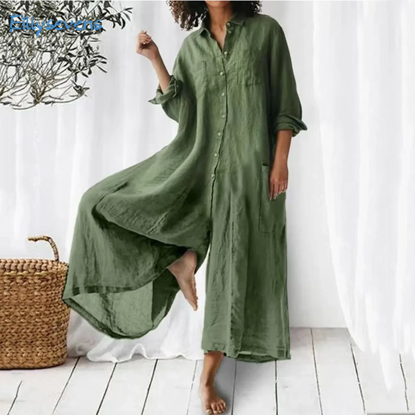 

Women Cropped Jumpsuits Fashion Casual Solid Lapel Button Temperament Jumpsuits Summer Comfy Lightweight Flowy Wide Leg Rompers