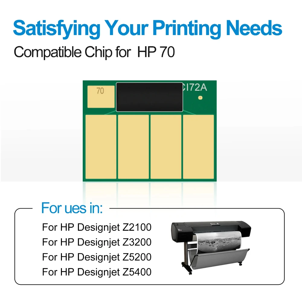 Chip for HP70 Compatible Ink Cartridge For HPQ70 Designjet Z2100 Z3100 Z3200 Z5200 printer HP 70 full ink with chip 130ml HPQ 70