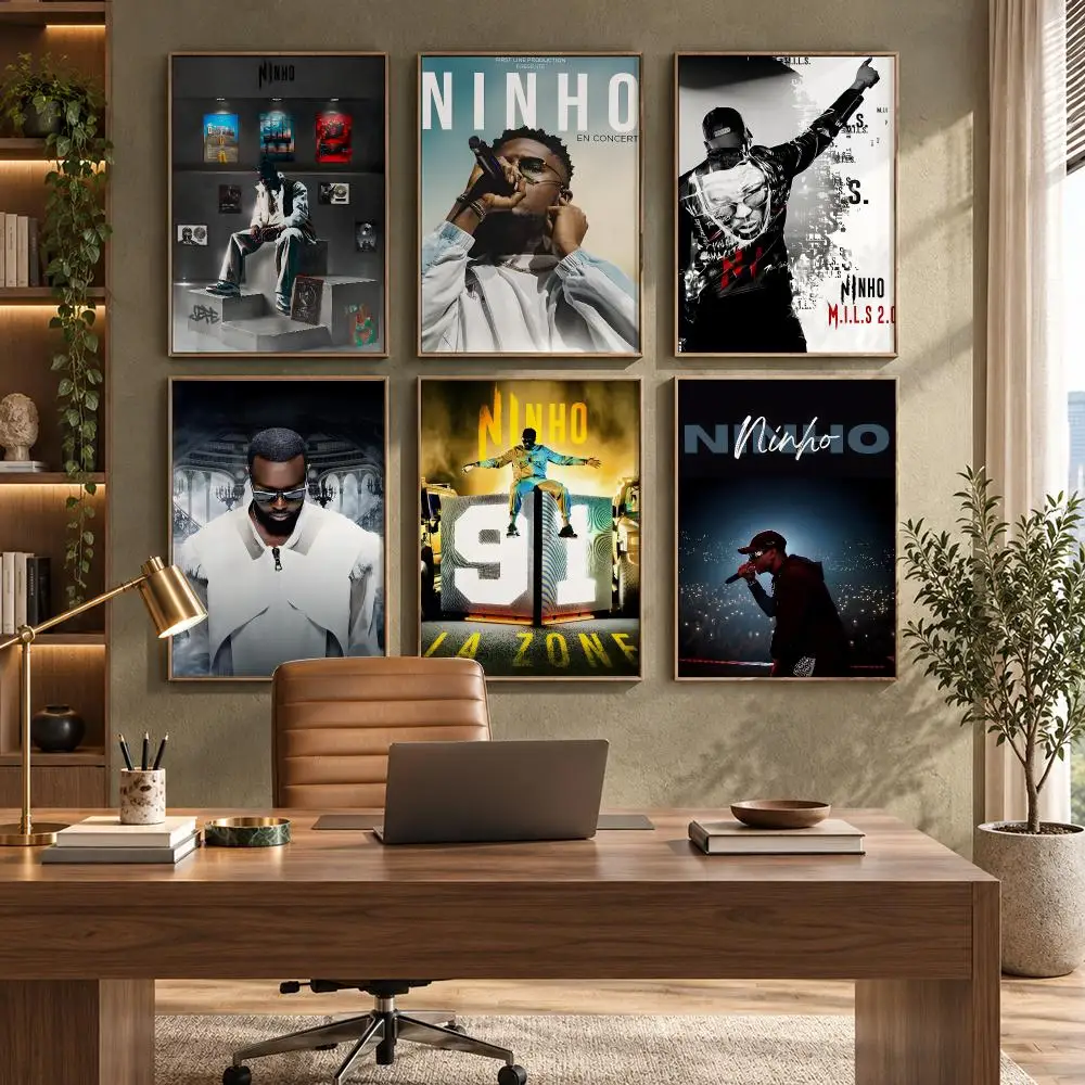 French Rapper N-ninho Poster HD Waterproof Wall Decal for Study, Living Room & Garage, Great Gift for Fans