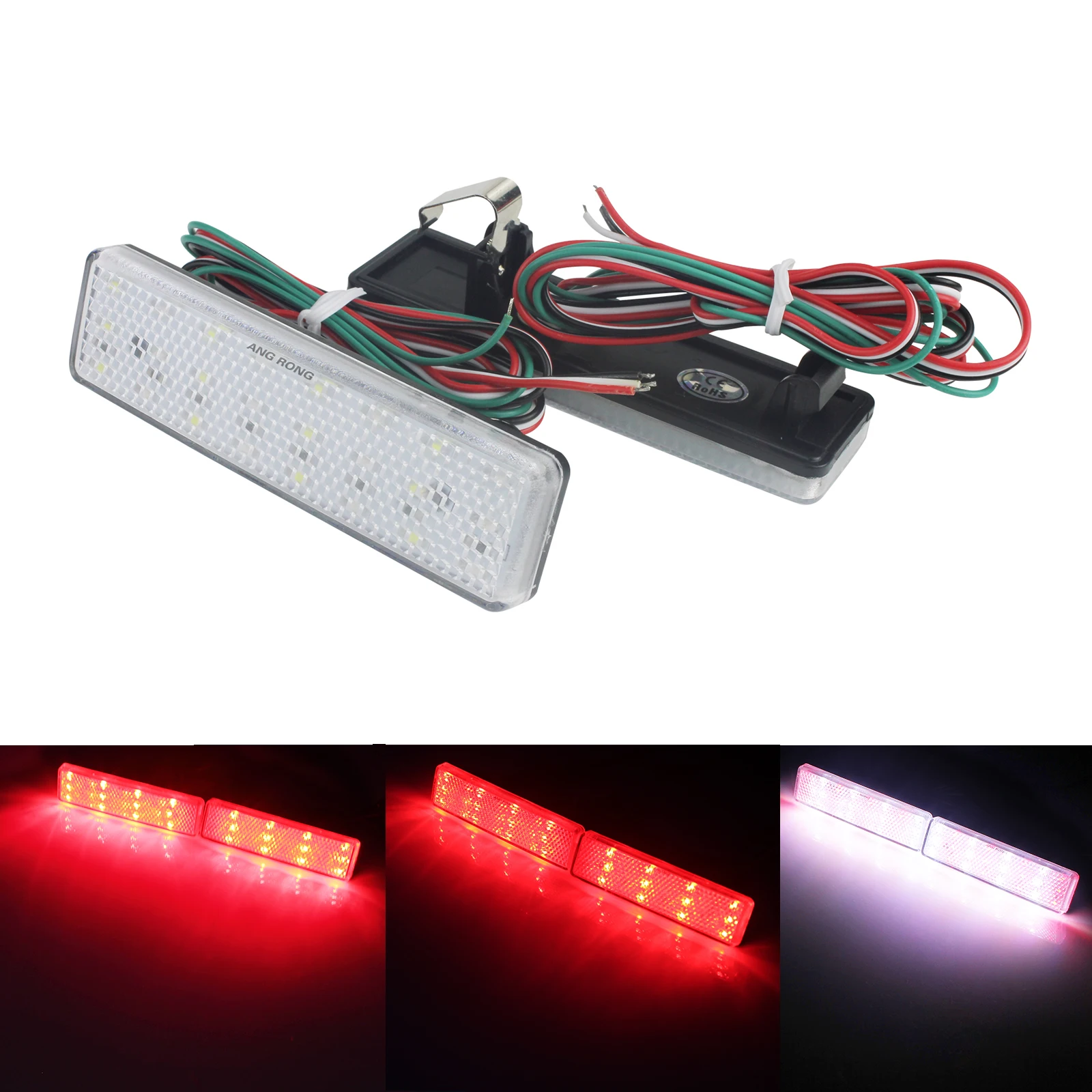 

2x LED Rear Bumper Reflector Lamp Tail Stop Brake backup Reverse Light For Renault Master Trafic Opel Movano A Vivaro Clear Lens
