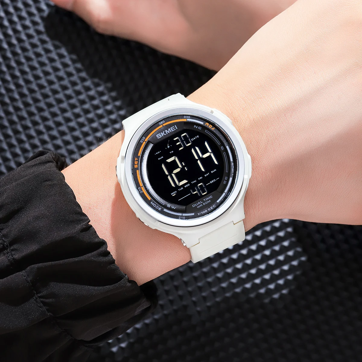

SKMEI 1841 Electric Digital Wristwatch 2Time LED Display 50M Waterproof Timer Alarm Week Date Countdown Shower Sweat Sport
