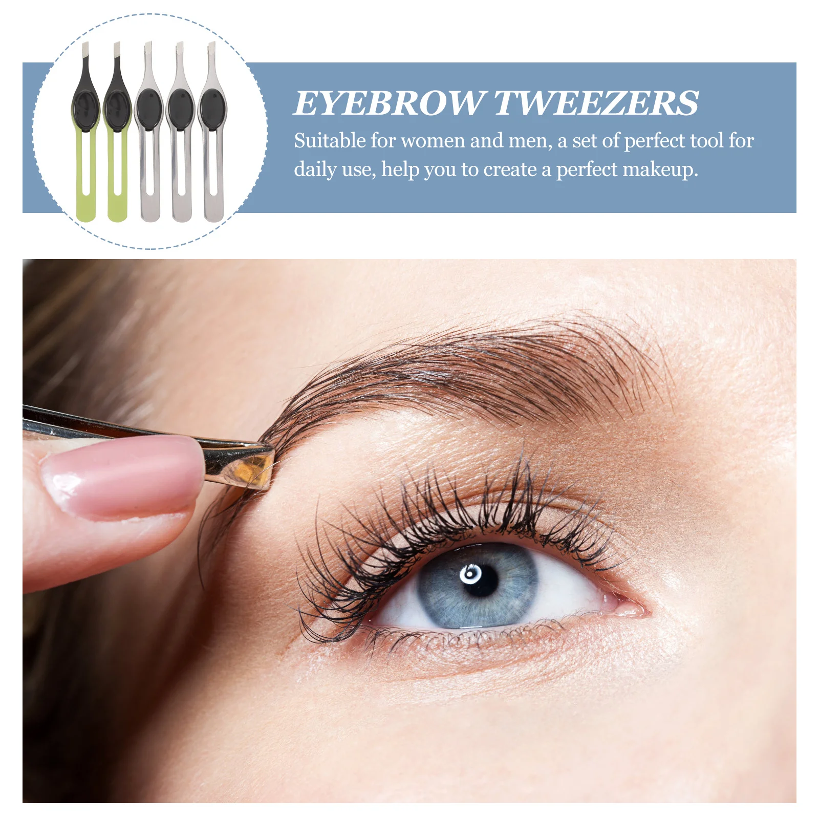 5 قطعة ملاقط الحاجب الفولاذ المقاوم للصدأ أدوات ماكياج للنساء الرجال الحاجب التشذيب عدة السفر الوجه مزيل الشعر مجموعة #5
