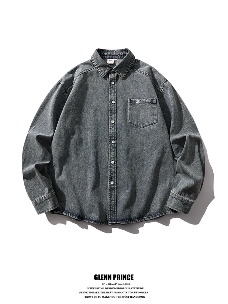 

Мужская джинсовая куртка GPstudio в американском ретро-стиле, весенне-осенняя, модная, свободного кроя, для работы