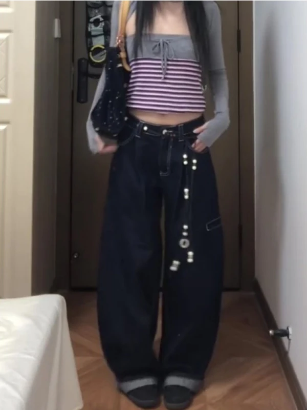 

Женские джинсы свободного кроя с широкими штанинами, удлиненные, в корейском стиле, повседневные, летние, из денима