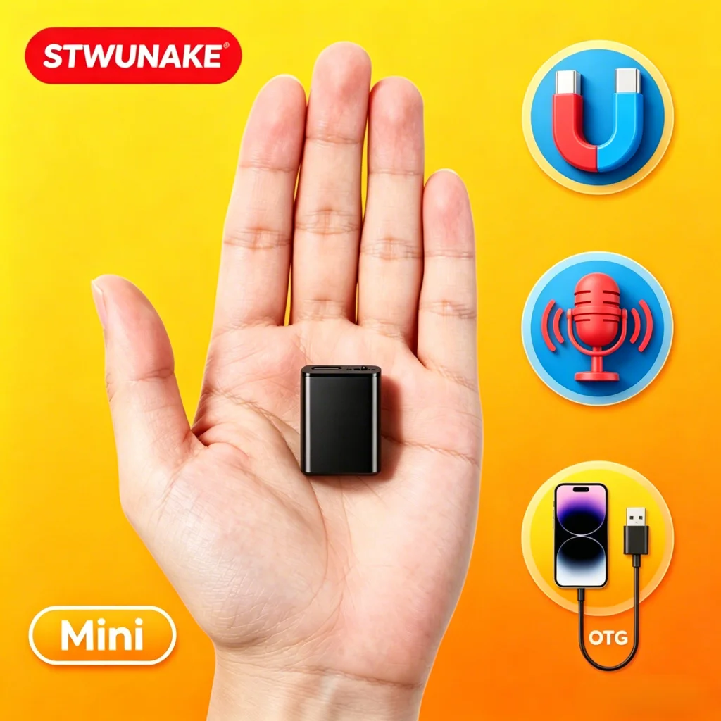 Mini Voice Activated Recorder Built-in Only 0.25cm Magnet Small Digital Audio Recording Sound Device Micro Dictaphone STTWUNAKE