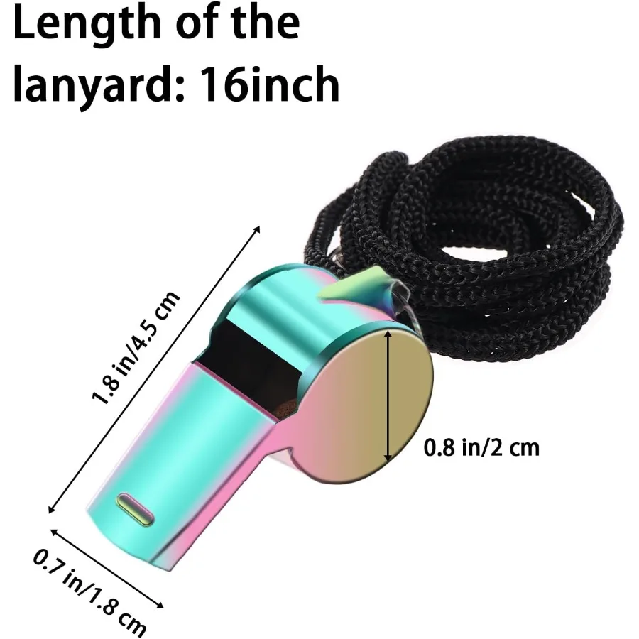 2 حزمة صافرة المدرب مع الحبل الفولاذ المقاوم للصدأ صافرة معدنية الملونة المدرب صافرة السائبة بصوت عال الرياضة صافرة للمعلمين Coa