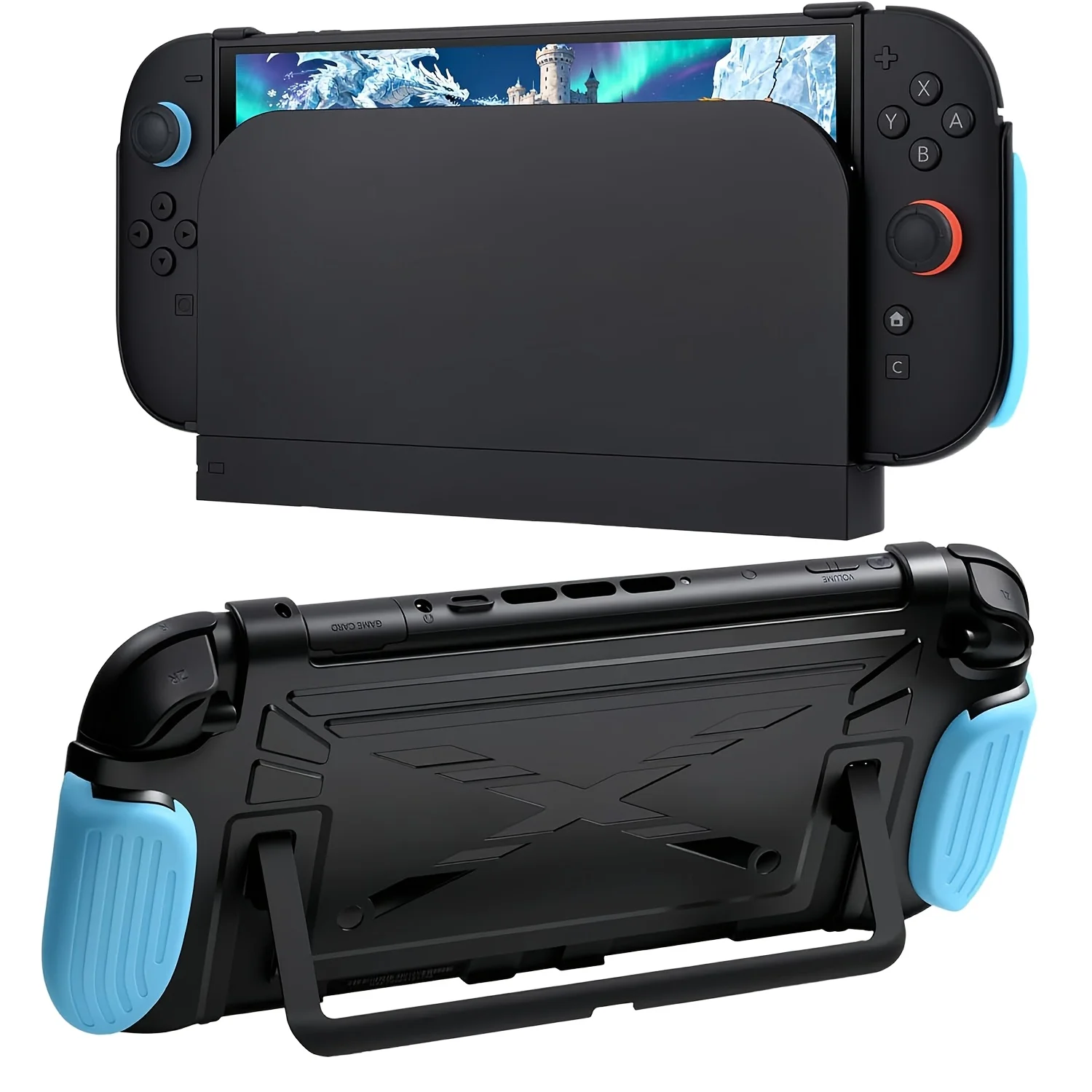 Protective Grip Case for Nintendo Switch 2 Ergonomic Dockable Protective Shell with Interchangeable Grip Supports TV Mode