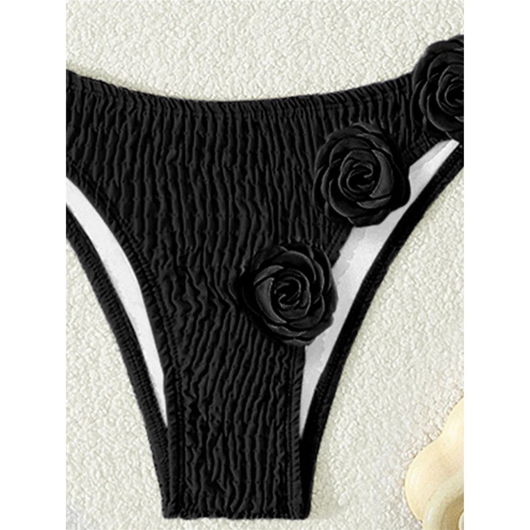 3D-Blumen-Neckholder-Bikini mit Falten, brasilianischer Stil, Damen-Badeanzug, zweiteiliges Bikini-Set, Badebekleidung, Badeanzug, Modell V5559 – Detail 20