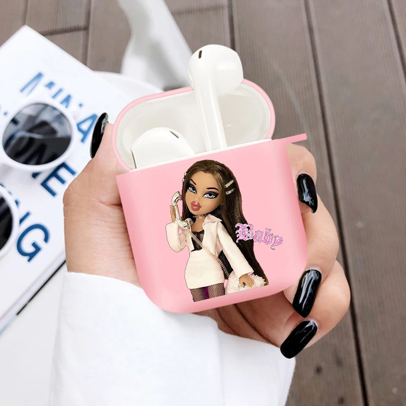 Hot Cute Bratz Doll Soft silicone TPU Case For NEW AirPods Pro2 1 2 3 Luxury Pink Silicone Wireless Bluetooth Earphone Box Cover