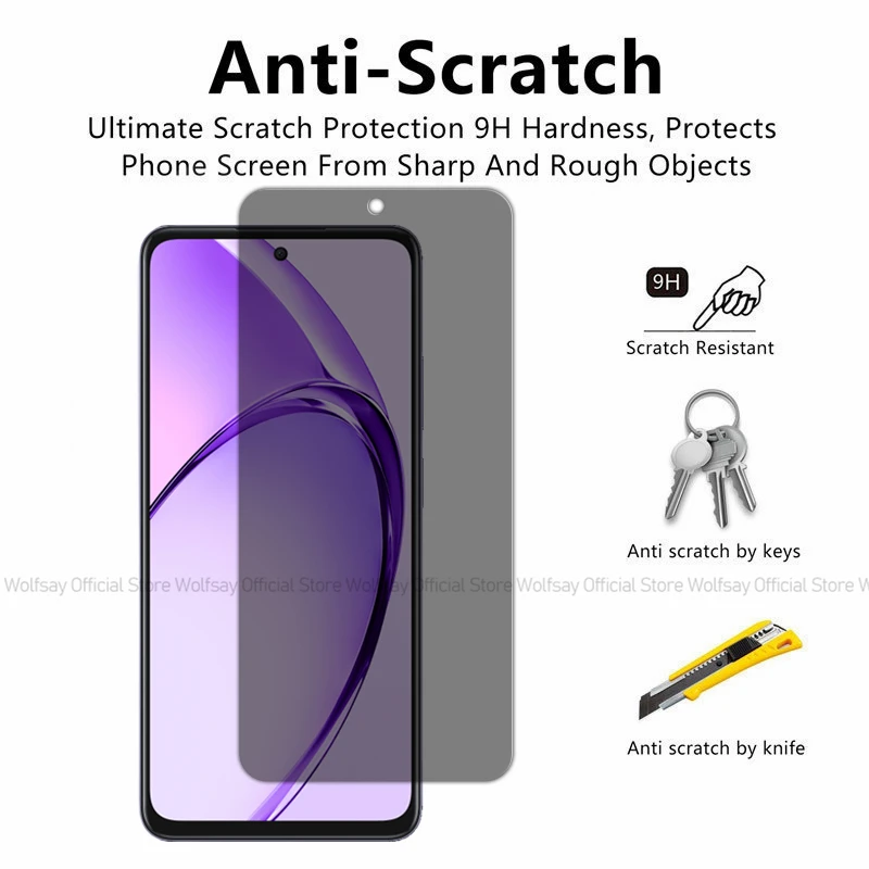 2/4PCS Privacy Screen Protector For OPPO A80 5G Anti-Spy Tempered Glass OPPO A80 5G Full Glue Privacy Phone Glass OPPO A80 5G