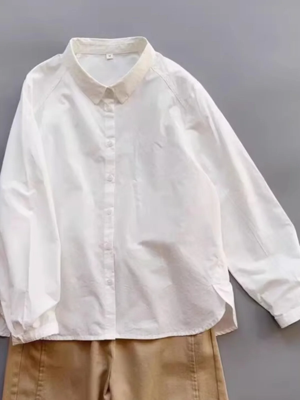 

Women's Cotton irt Spring Loose Fit Versatile Design Color Top Commute Sle Long Sve Button up Regular Fit