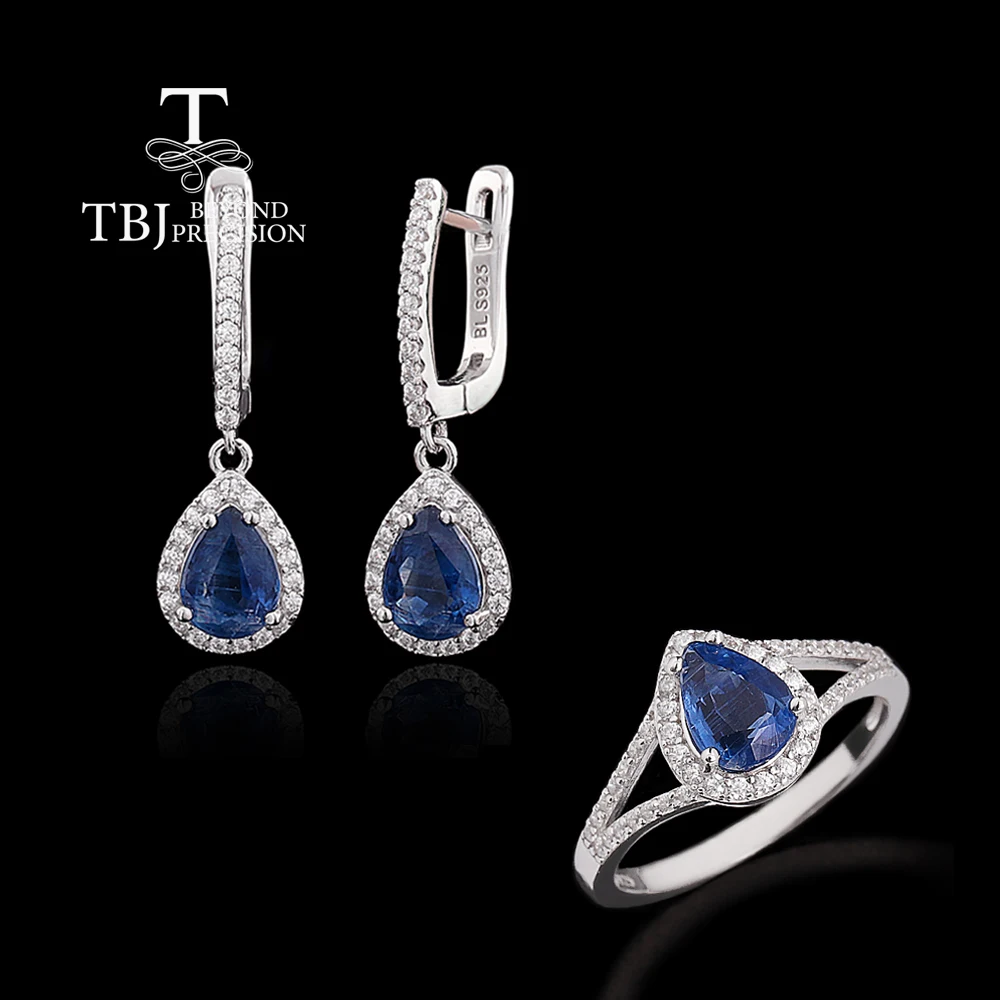 

TBJ, Exquiste 925 Sterling silver women's ring natural Kyanite pear 6*8mm gemstones Simple designed fine jewelry for daily gifts