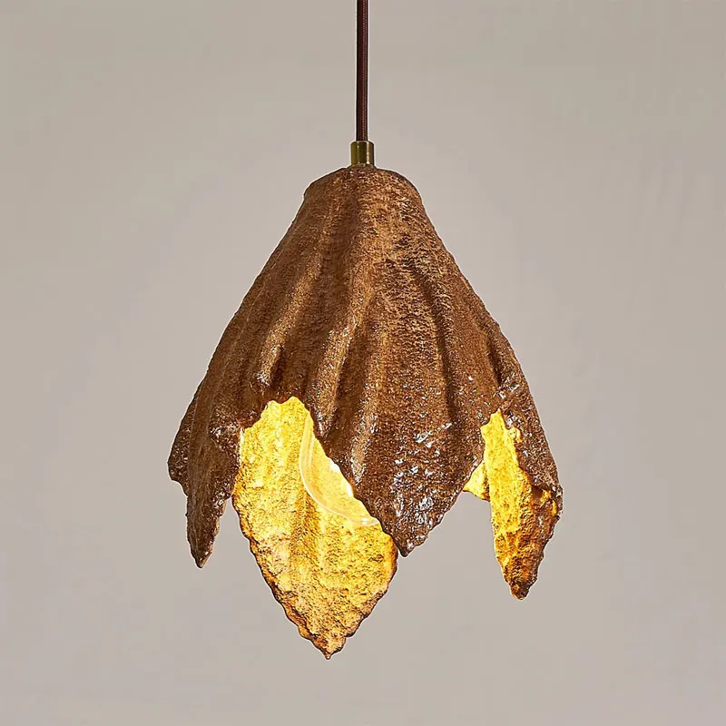 مصباح معلق على شكل أوراق شجر ذابلة عتيقة، بار على طراز وابي سابي مخصص، مطعم، بيت الضيافة، تركيبات إضاءة غرفة الشاي #2