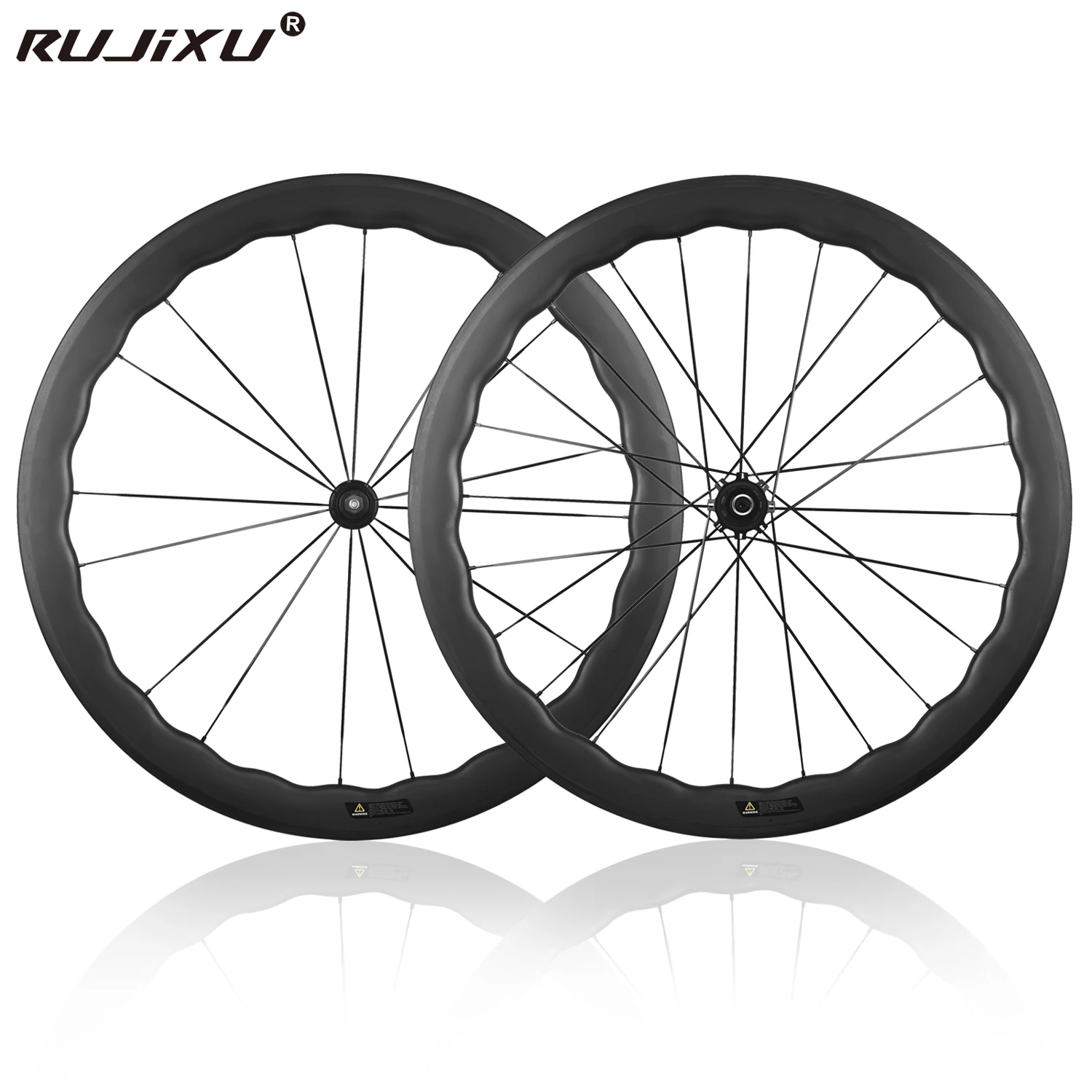 Road Bike Carbon Wheelset 700C 45 50mm Wave Tubeless Ready Clincher Rim Brake V Brake 6 Pawls Hub HG XDR Carbon Fiber Wheels