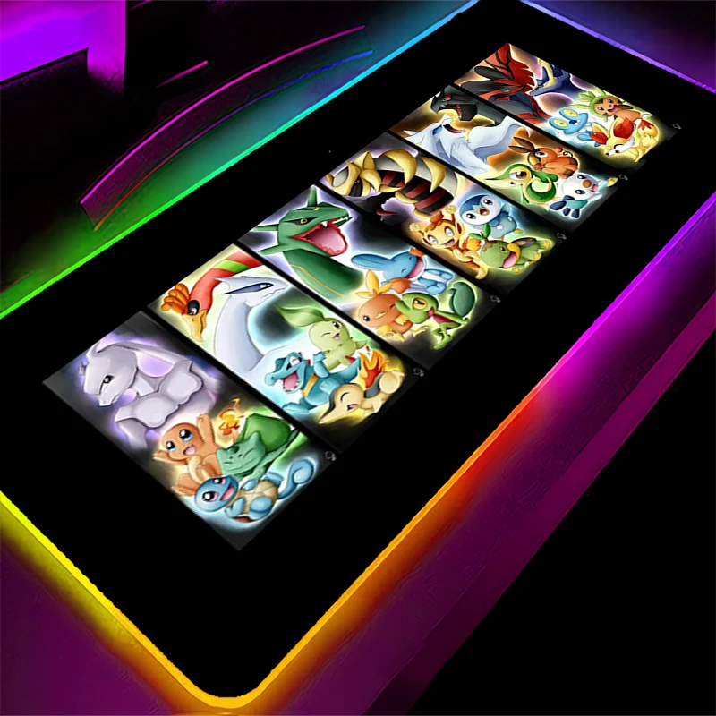 

Computer Backlight Mouse Pad RGB Gaming Anime E-sports MousePad Large LED Pokemon Gamer keyboard pad PC Desk Mat tapis souris