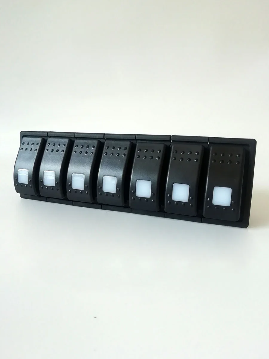 Interruptor de coche combinación de siete posiciones, botón en forma de barco con trípode de luz, RV de dos engranajes, 12V, 24V, producto universal modificado, nuevo