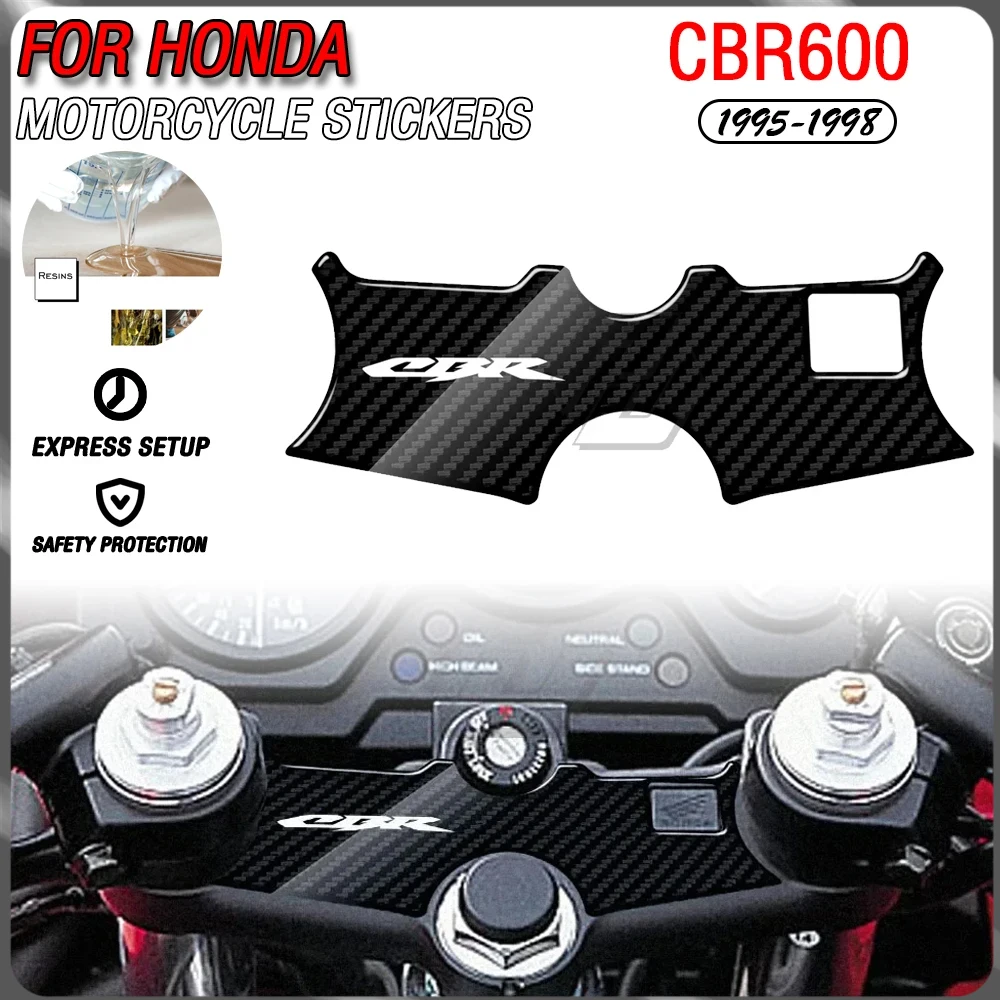 

For Honda CBR600 1995-1998 Motorcycle 3D Carbon Fiber Appearance Three Yoke Defender Protective Sticker Decorative Kit