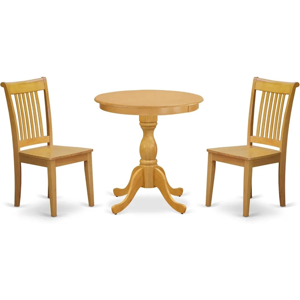 Hot Sale - 3 Piece Dining Room Furniture Set Contains a Round Kitchen Table with Pedestal and 2 Dining Chairs,30x30 Inch, Oak