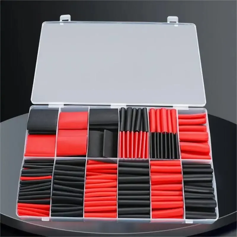 254/270Pcs 3x Krimptape Lijm Rood En Zwart, Warmtekrimpbare Buiskast Krimpkous Gecombineerd Met Krimpisolatie