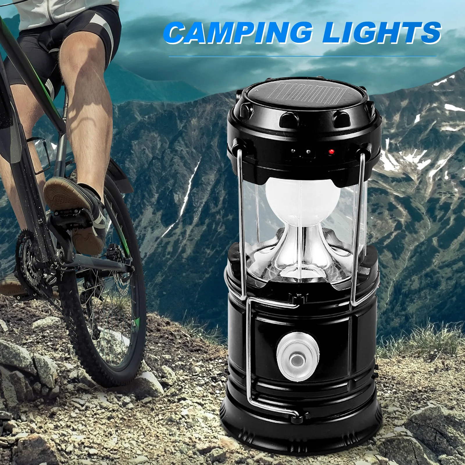Portable Emergency Light Solar Powered Camping Lamp USB Rechargeable Work Light Waterproof LED Flashlight Night Working Lighting