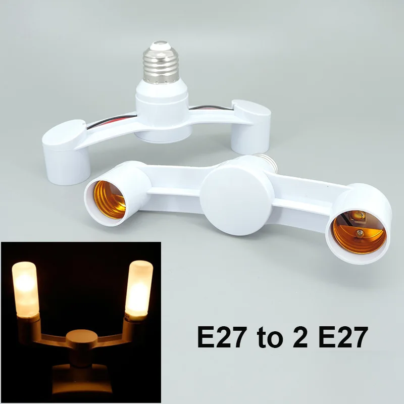 

E27 to 2 e27 LED Lamp base Converter Socket Holder 2 Heads Splitter led light 2 way bulb power Adapter Lamp Extended Light M20