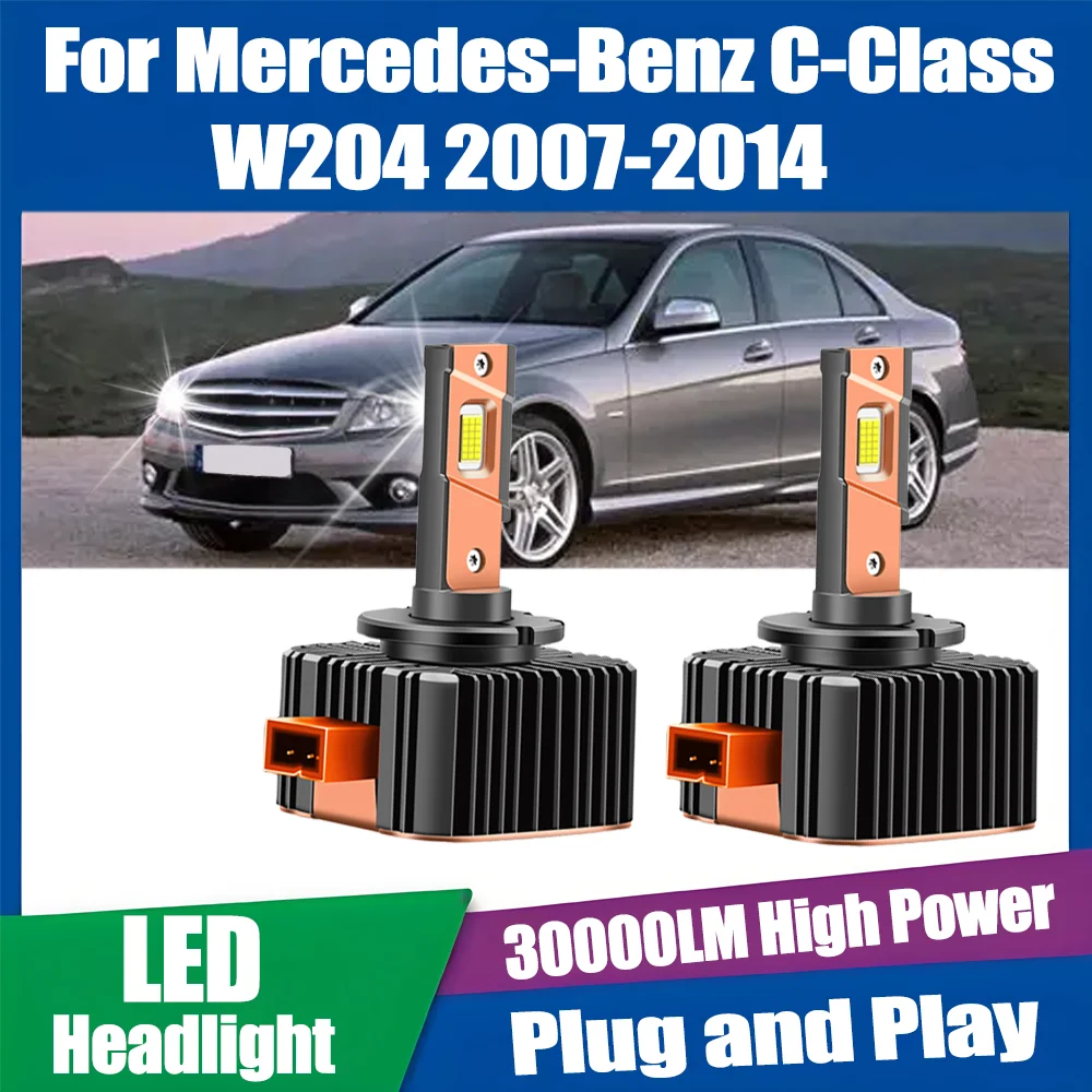 

2PCS 120W 30000LM Auto HID Xenon Lights LED Headlamps Bulbs 6000K White D1S Plug&Play For Mercedes-Benz C-Class W204 2007-2014