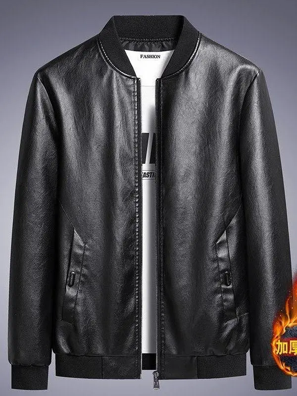 

Men's Long Sve Leather Jaet Loose Casual Versatile Outerwear Autumn Winter Faionable ort Size Large Men's Clothing