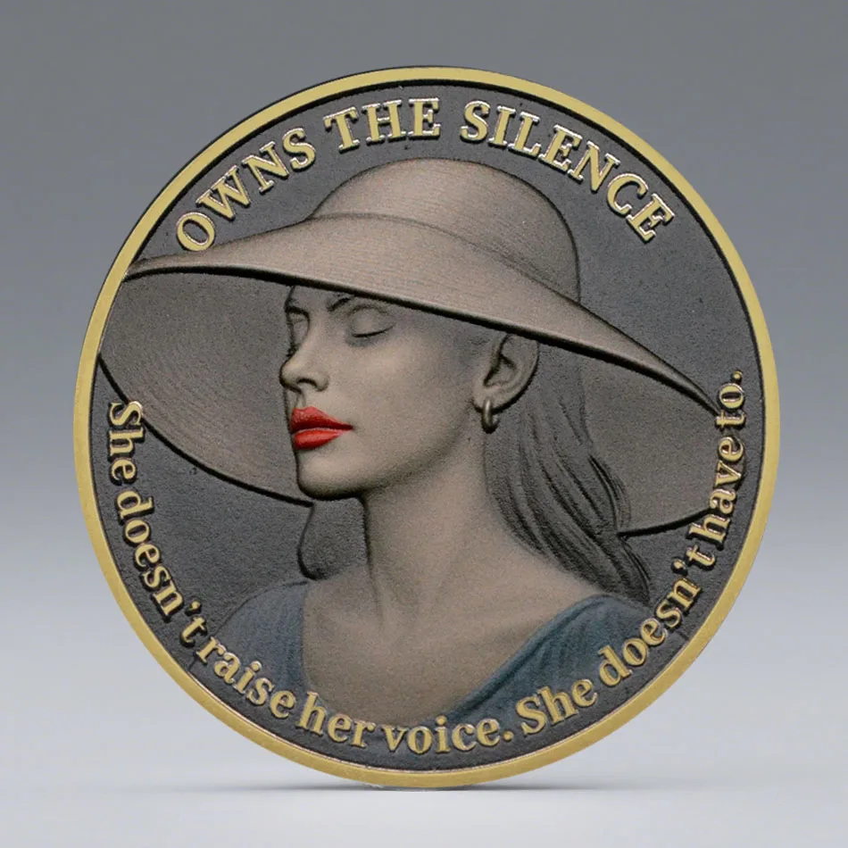 Silence Is Her Strength Gold Plated Souvenir Coin Power of Silence Collectible Coin Home Decoration