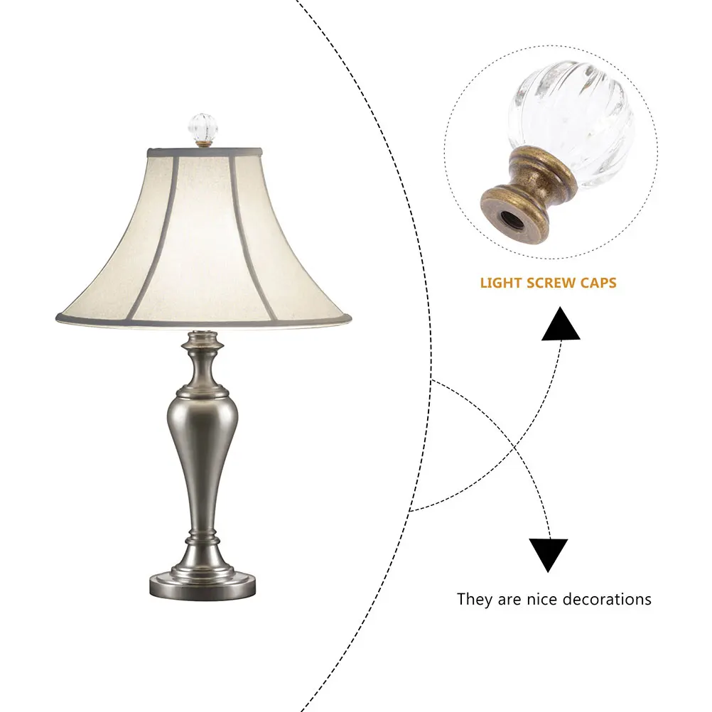 

2Pcs Lamp Finial Ball Knob Metal Glass Decorative Caps for Floor Desk Table Lamp Accessories Wave Pattern Design