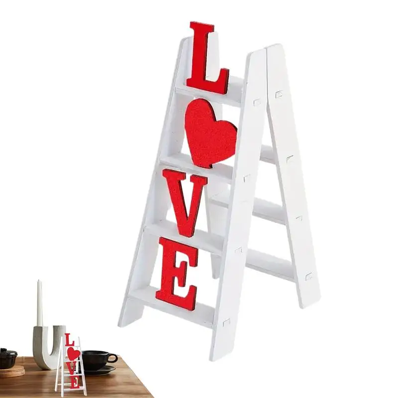 Valentine Ladder Love In The Ladder Valentine Day Sign Love Ladder Tabletop Ornament for Desk Mantle Shelf Wedding