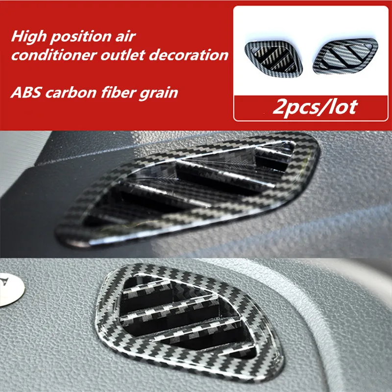 2pcs/lot Car sticker ABS carbon fiber grain High position air conditioner outlet decoration for 2011-2018 Volkswagen VW POLO